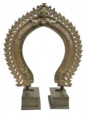 LARGE BRONZE ARCHED BUDDHIST M