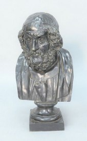 LARGE BRONZE BUST OF HOMER, 19