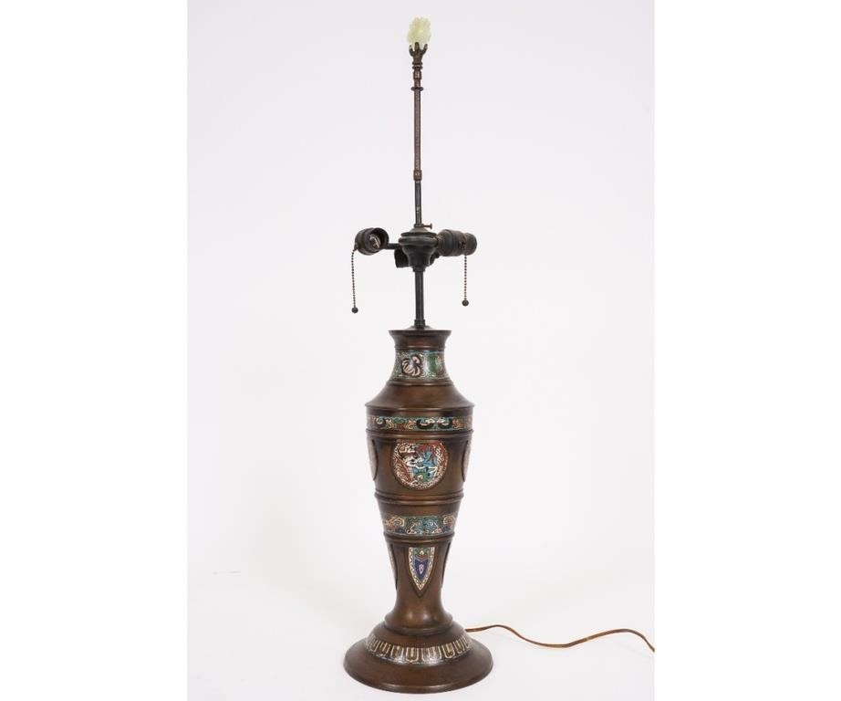 Large bronze champleve table