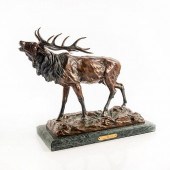 LARGE BRONZE ELK SCULPTURE BY