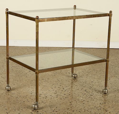 LARGE BRONZE GLASS TWO TIER END