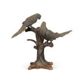 LARGE BRONZE MACAW PARROTS ON