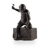 LARGE BRONZE OKIMONO OF A STON