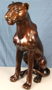 LARGE BRONZE PANTHER STATUE 36