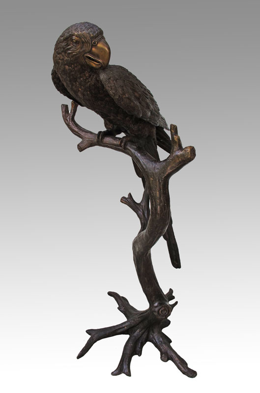 LARGE BRONZE PARROT SIGNED