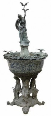 LARGE BRONZE & PORCELAIN OUTDO