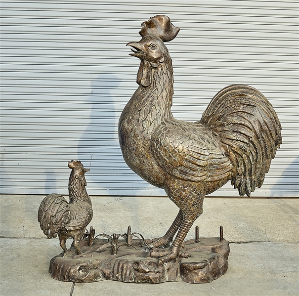 Large bronze rooster, with