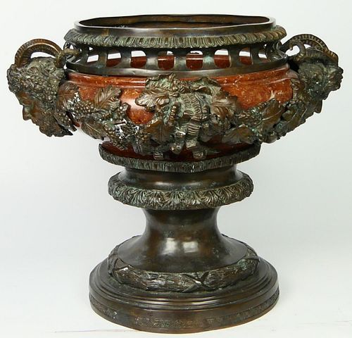 LARGE BRONZE & ROUGE MARBLE