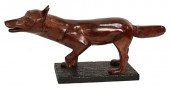 LARGE BRONZE SCULPTURE, FOX IN