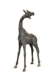LARGE BRONZE STANDING GIRAFFE