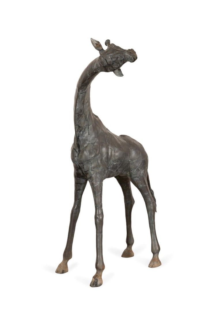LARGE BRONZE STANDING GIRAFFE
