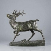 LARGE BRONZE STRIDING STAGA la
