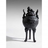 LARGE BRONZE TRIPOD CENSER WIT