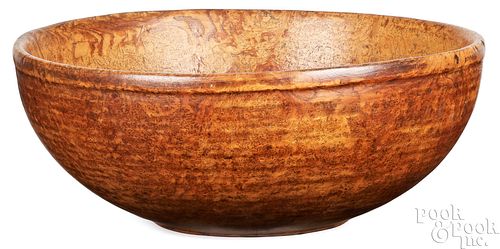 LARGE BURLWOOD BOWL, 19TH C.Large