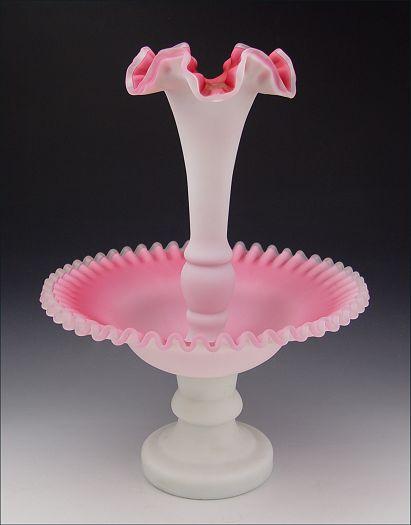 LARGE BURMESE GLASS EPERGNE: Pink