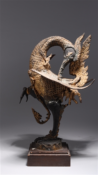 Large Burmese metal bird with