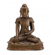 Large Burmese seated bronze Bu