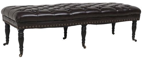 LARGE BUTTON-TUFTED BLACK LEATHER