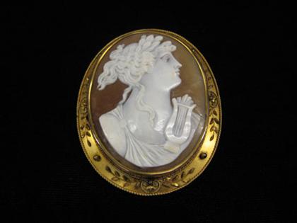 Large cameo in gold fill frame   
