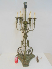 LARGE CANDELABRA IN BRASS, 6 A