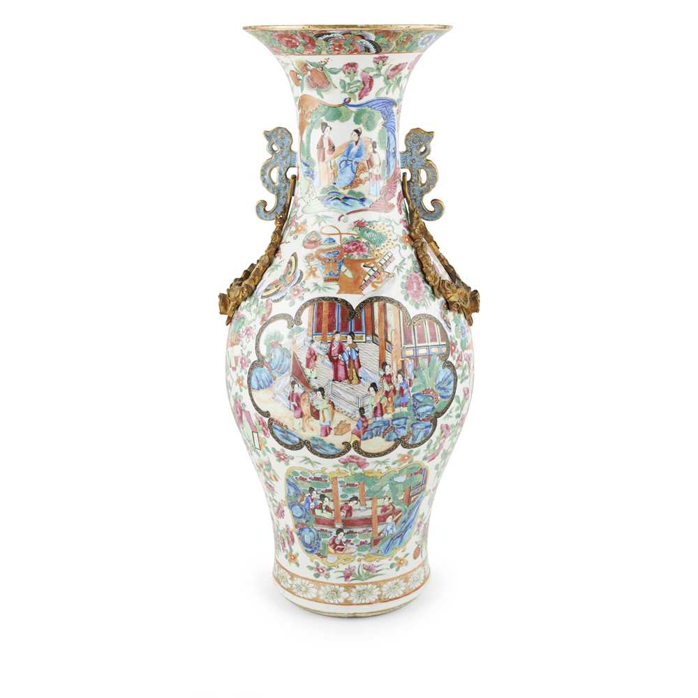 LARGE CANTON FAMILLE ROSE VASE QING