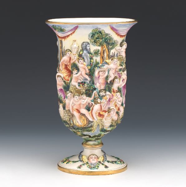 LARGE CAPODIMONTE VASE  12" x 7"