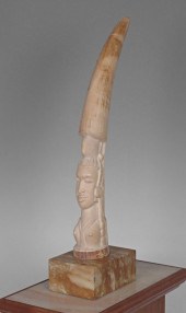 LARGE CARVED AFRICAN IVORY TUS