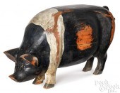 LARGE CARVED AND PAINTED PINE