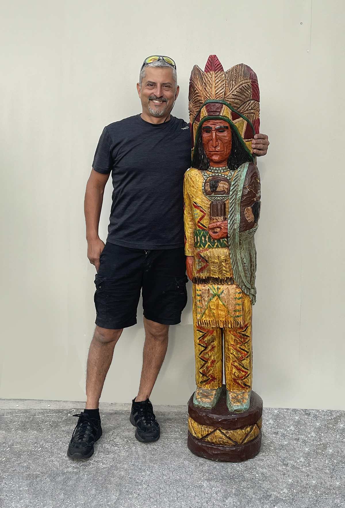 LARGE CARVED AND PAINTED WOODEN
