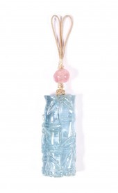 LARGE CARVED BAMBOO AQUAMARINE