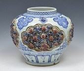 LARGE CARVED BLUE/WHITE AND CO