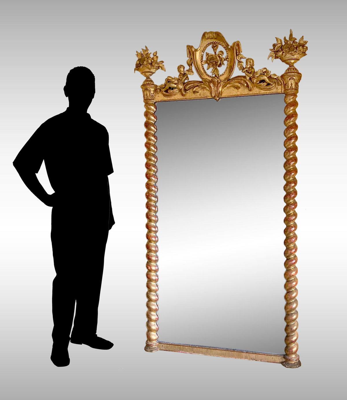 LARGE CARVED GILT PARLOR MIRROR: