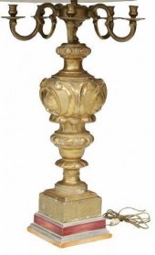 LARGE CARVED GILTWOOD & BRONZE
