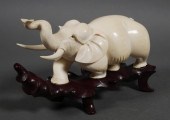 LARGE CARVED IVORY ELEPHANT ST