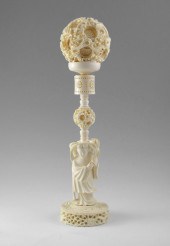 LARGE CARVED IVORY MYSTERY BAL