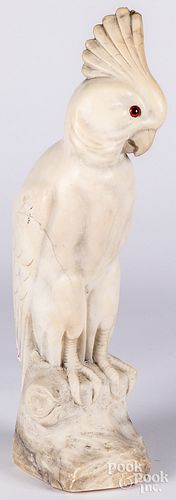 LARGE CARVED MARBLE COCKATOOLarge
