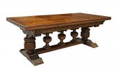 LARGE CARVED OAK DRAW-LEAF DIN