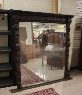 LARGE CARVED OAK OVERMANTEL MI