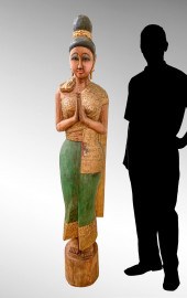 LARGE CARVED POLYCHROME THAI F