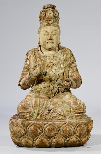 LARGE CARVED QUAN YIN FIGURE,