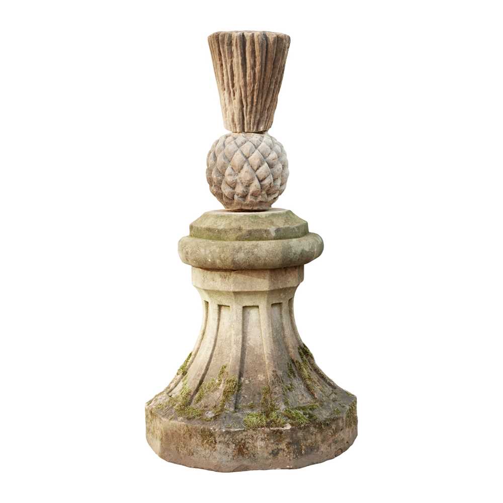 LARGE CARVED SANDSTONE THISTLE 19TH