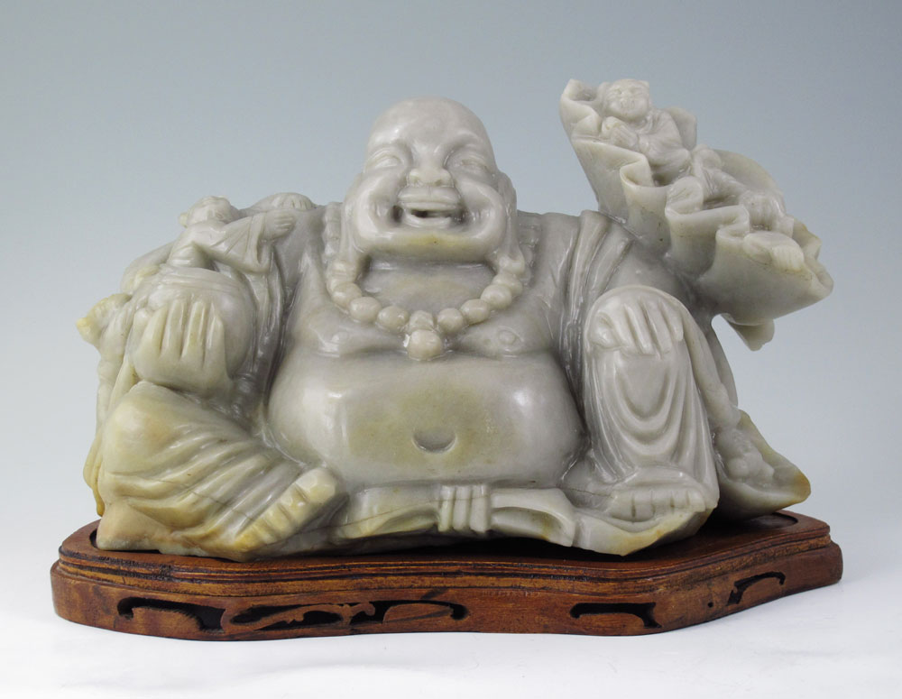 LARGE CARVED SOAPSTONE HAPPY