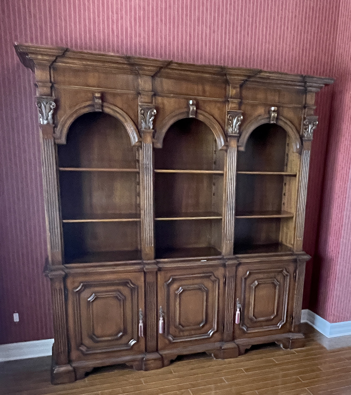 LARGE CARVED STAINED MAHOGANY