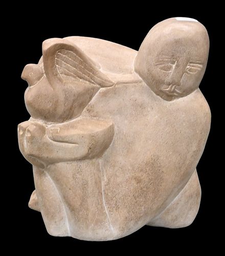 LARGE CARVED STONE FIGURAL