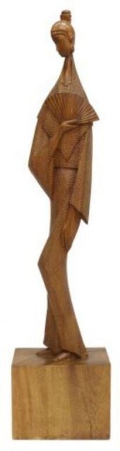 LARGE CARVED TEAKWOOD FIGURE A