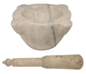 LARGE CARVED WHITE MARBLE MORT