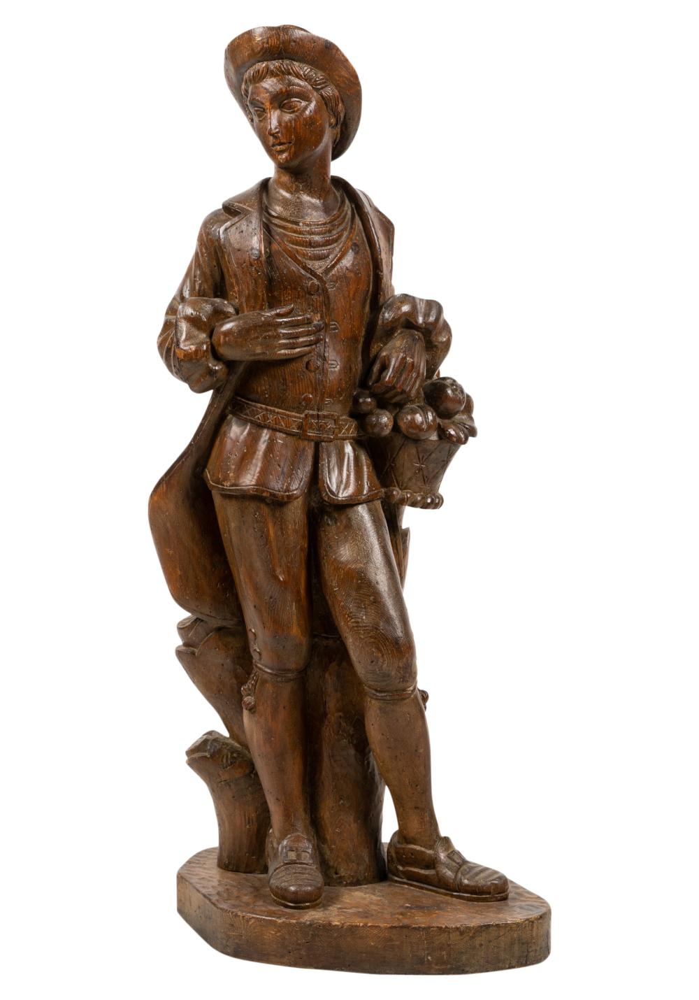 LARGE CARVED WOOD FIGURE OF A