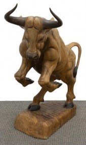LARGE CARVED WOOD FIGURE, REAR