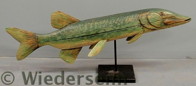 Large carved wood pickerel with