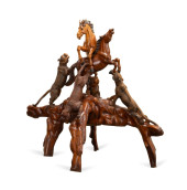 LARGE CARVED WOOODEN WESTERN S
